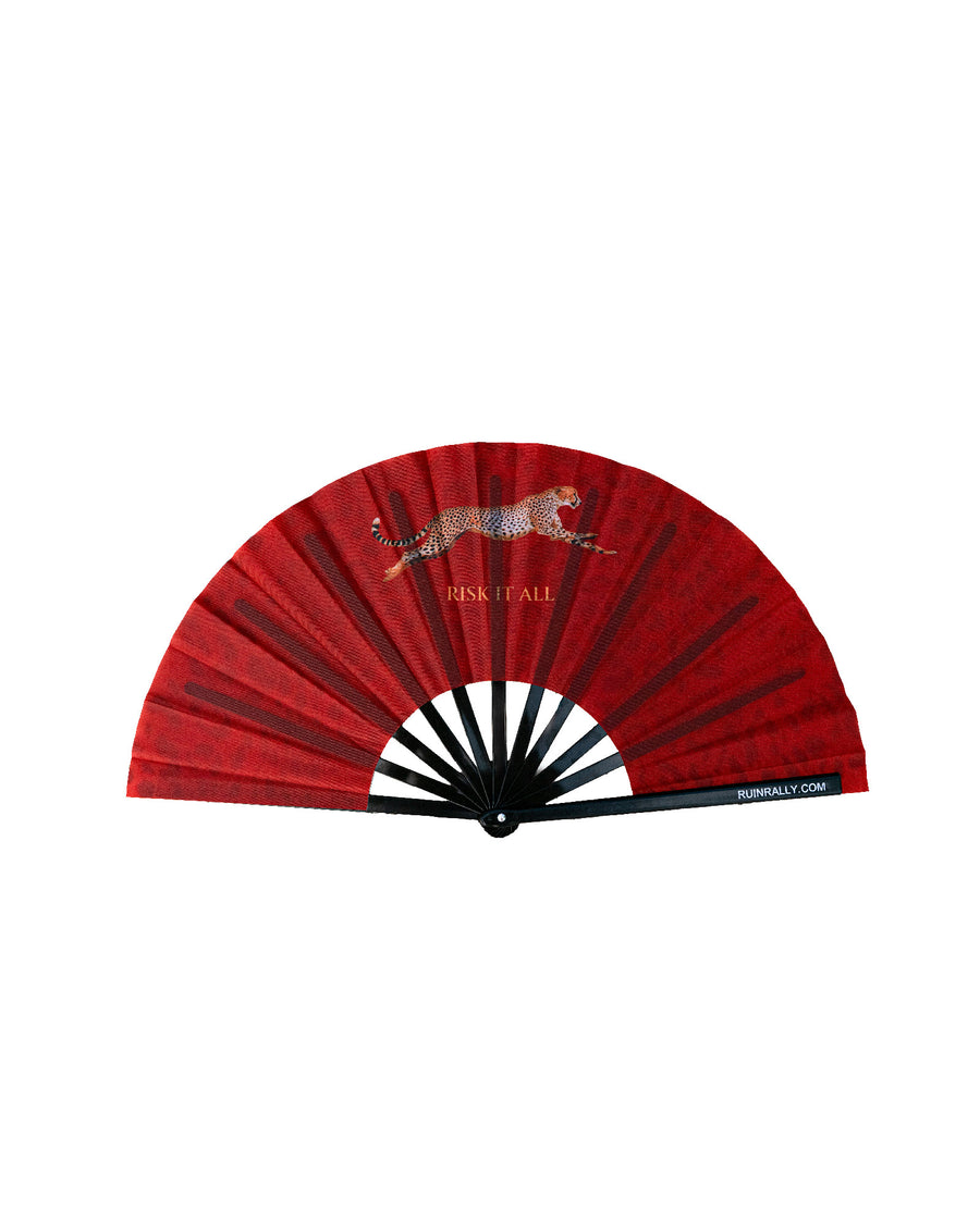 RISK IT ALL – Double-Sided Leopard + Red Fan